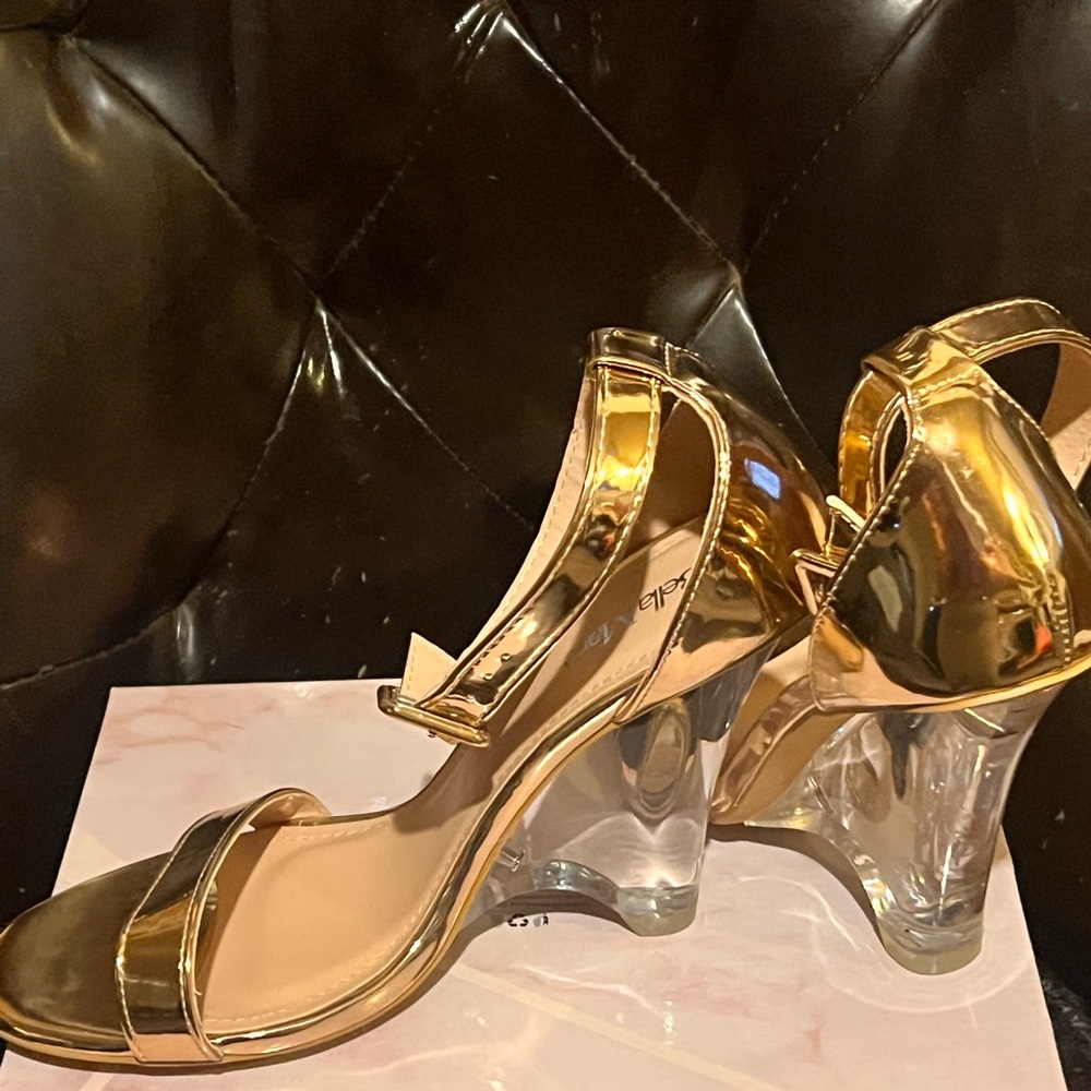 Rose Gold Clear-Heel Women’s Sandals